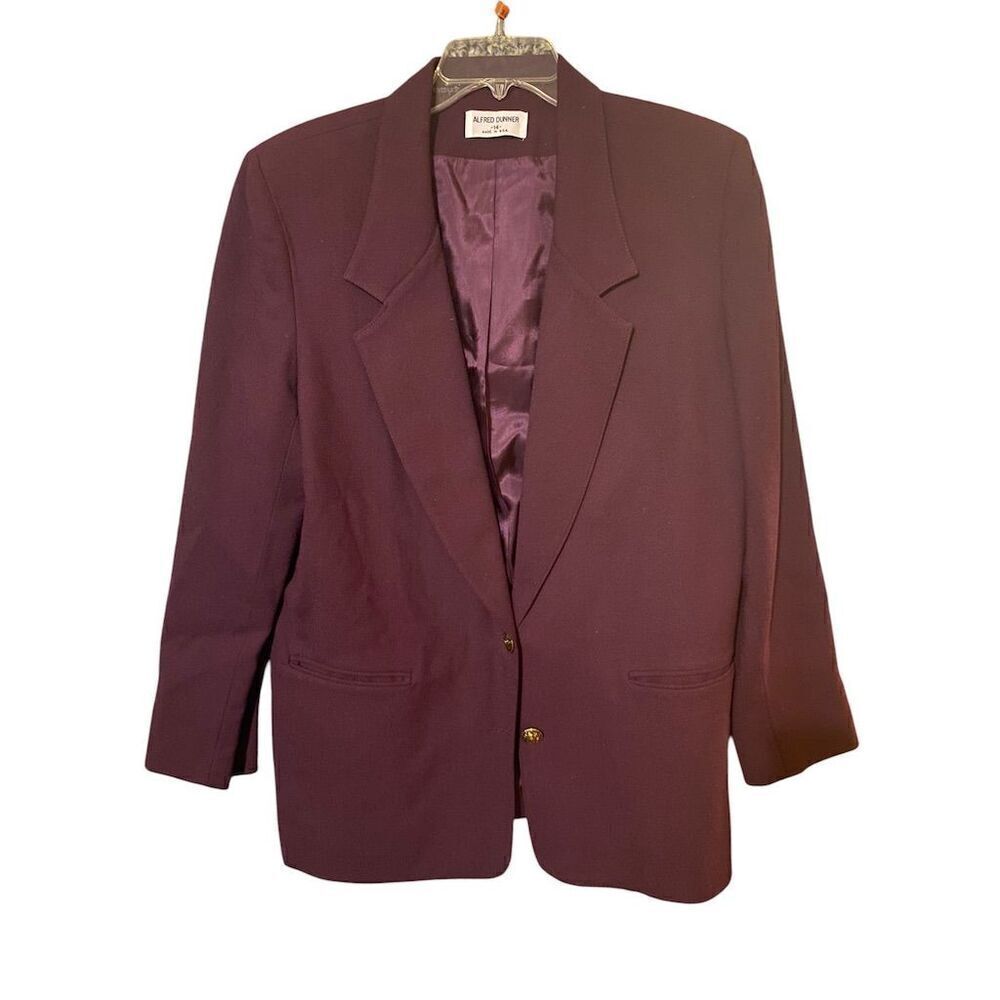 Alfred Dunner Women's Blazer Jacket Size 14 Purple Button Front Pockets